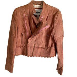 Luella for Target Suede Crop Moto Jacket with Scallop Trim XL